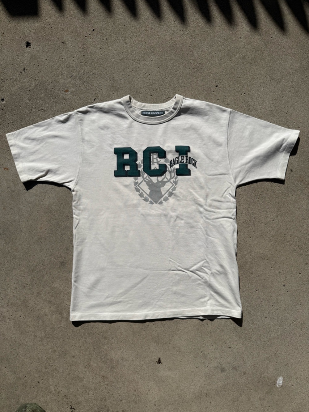 Reese Cooper White Tee with Dark Green RCI Graphic